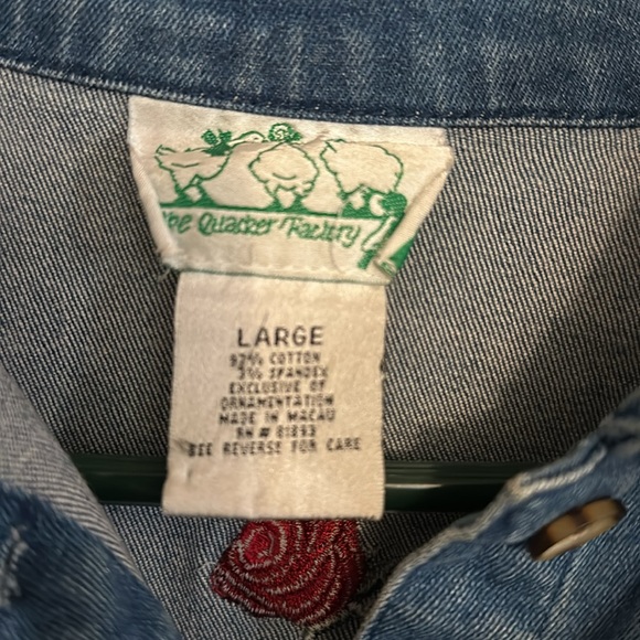 Quacker Factory Jeanne Jacket with Red Rose embroidery and tiny rhinestones - Picture 4 of 4